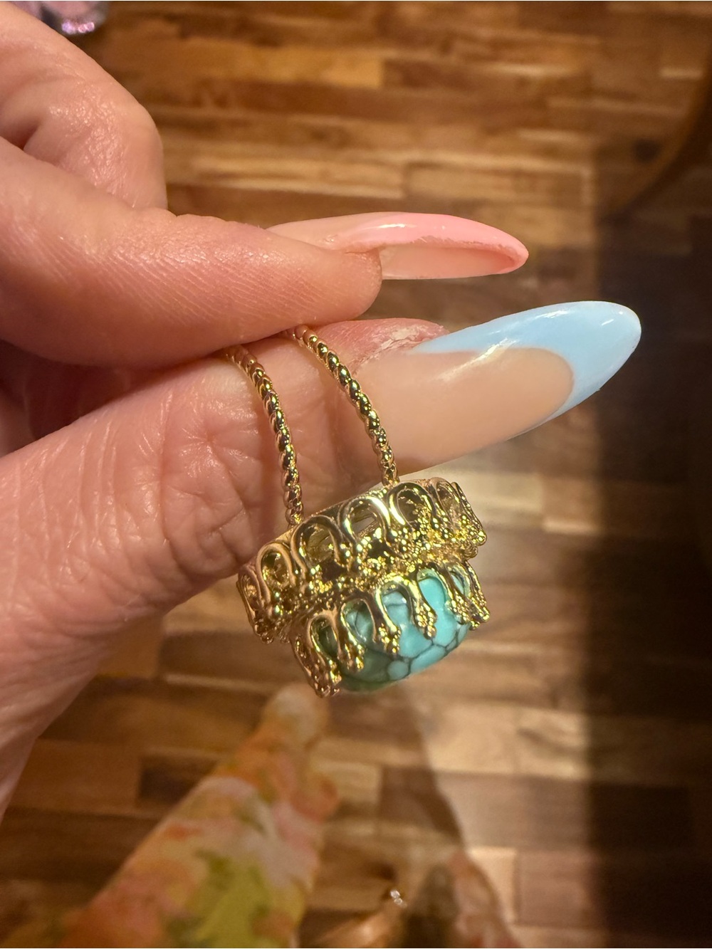 Texas Turquoise Gold Statement Ring by Just Me Gems - Picture 3 of 4